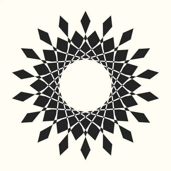Black abstract vector circle frame. Halftone dot. Round logo. Technology circle emblem. Design element. Star, snowflake, round pattern. Dotted frame. Geometric fashion pattern. Vector illustration.