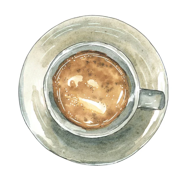 Dusty Green Color Cup Coffee Hot Chocolate Hand Drawn Watercolor — Stock Photo, Image