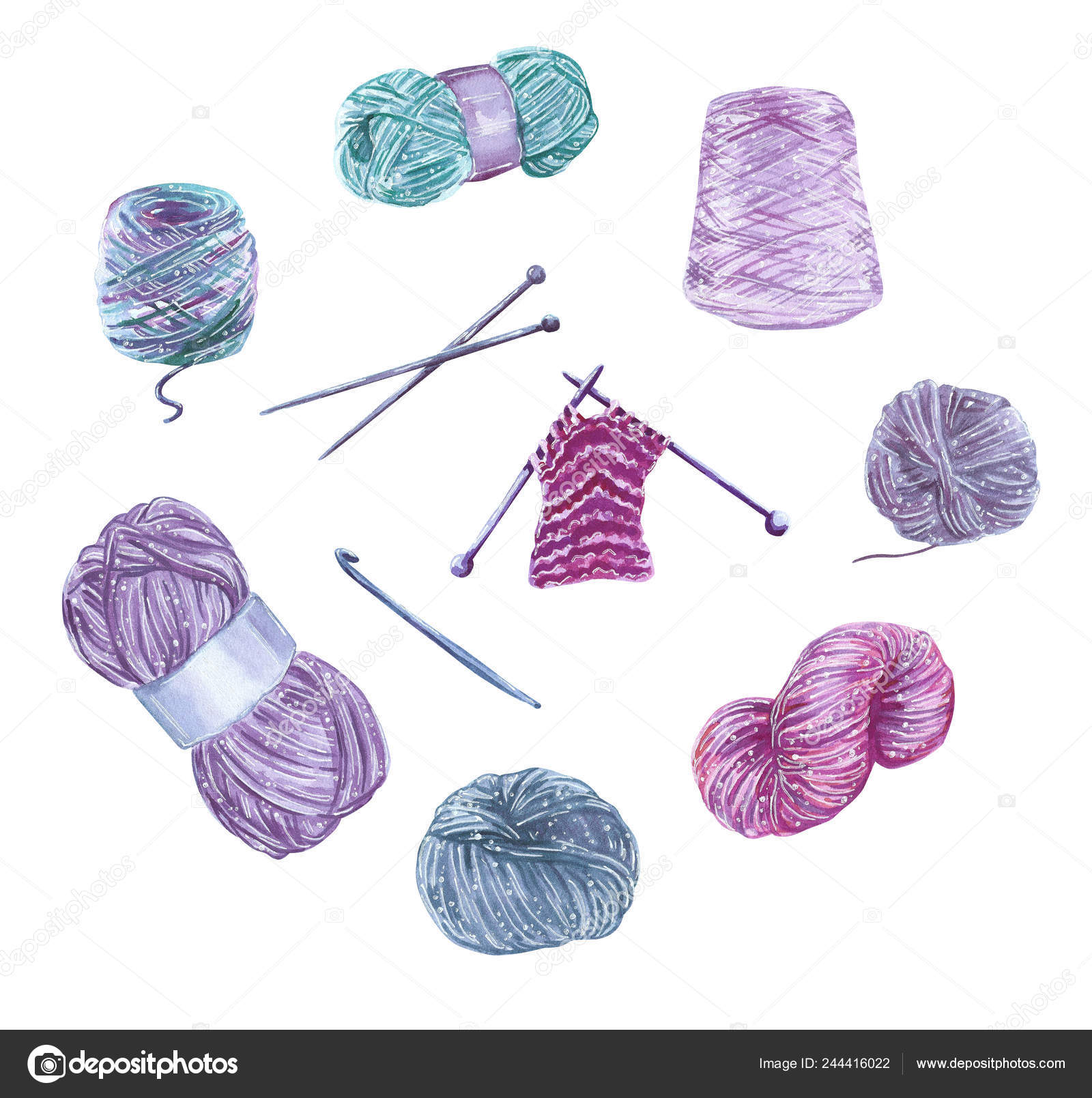 Clipart Crochet Clipart Set Wool Yarns Knitting Needles