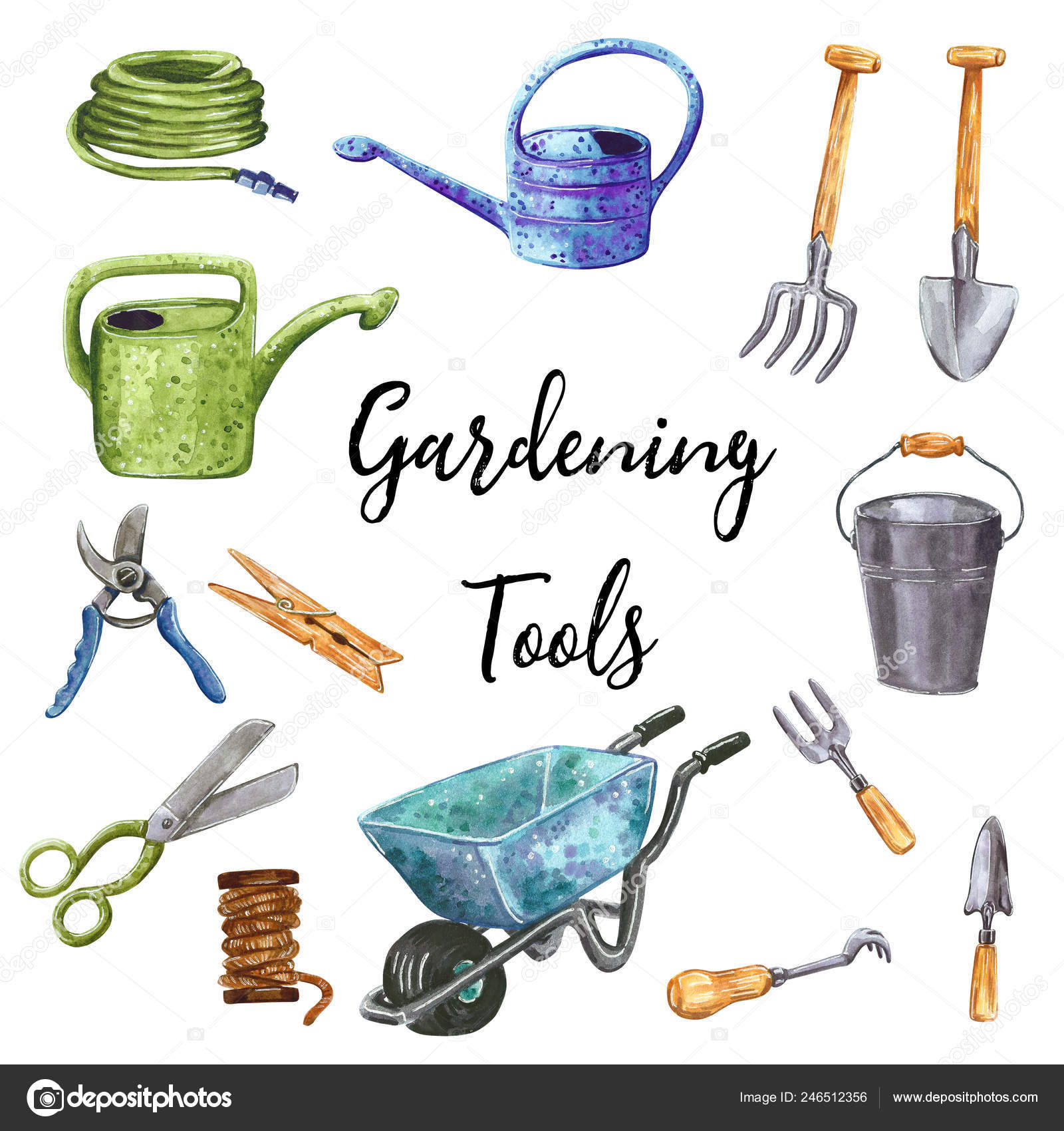 Clipart: clip art garden tools | Gardening Tools Clip Art Set Hand