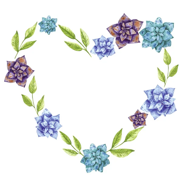 Coroa Forma Coração Desenhado Mão Ilustração Aquarela Feito Flores Tropicais — Fotografia de Stock