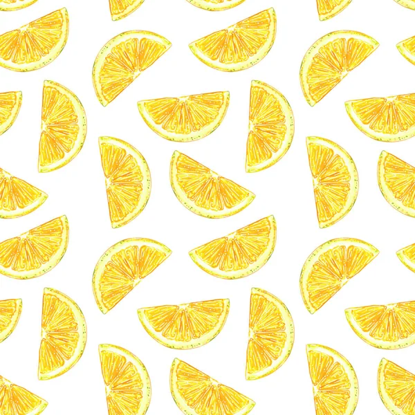 Citrus Sömlösa Mönster Gjorda Citron Hand Dras Botaniska Illustration Isolerade — Stockfoto