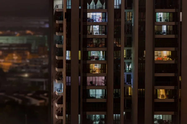 Fondo Con Vida Nocturna Ciudad Grande Edificio Moderno Gran Altura —  Fotos de Stock