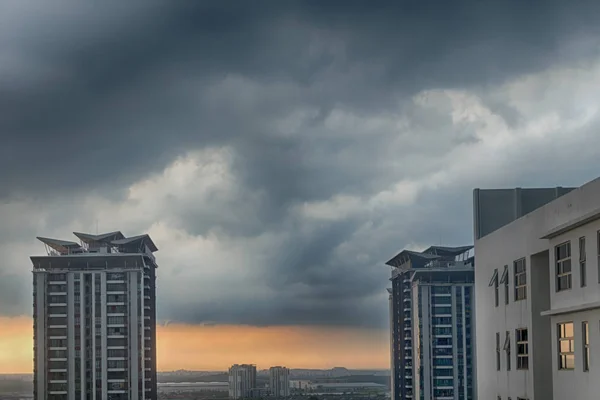 Atardecer Tormentoso Lluvioso Cyberjaya Malasia Nubes Lluviosas Sobre Ciudad Ciclón — Foto de Stock