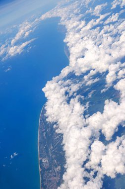 Malezya kıyı şeridi, havadan görünüm. 