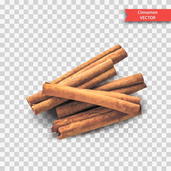 Pile Dry Cinnamon Bark Sticks Transparent Background Object Decor New — Stock Vector