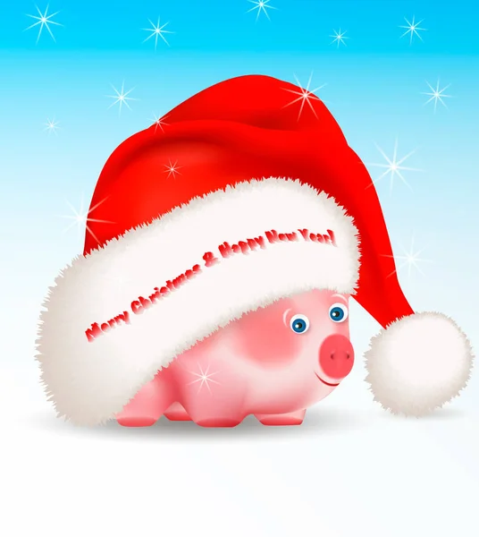 Kleine Schattige Piggy Een Chinees Nieuwjaar Symbool Gluren Uit Onder — Stockvector