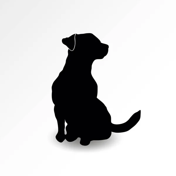 Silhouette Sitting Dog Looking Right Side Jack Russell Terrier Sniffing — Stock Vector