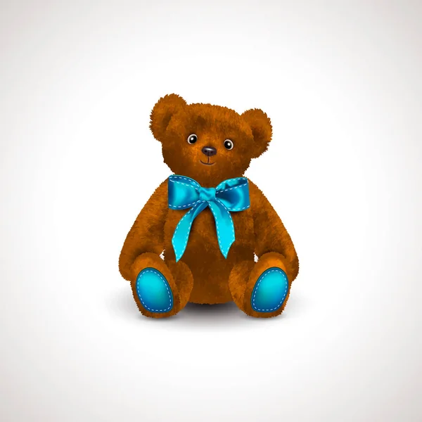 Сидячи Пухнастою Милою Червоно Коричневою Або Рифленою Іграшкою Плюшевого Ведмедя — стоковий вектор