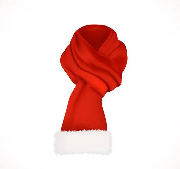 Knallroter Schal Mit Weißem Flauschigem Rand Weihnachtsmann Winter Accessoire Für — Stockvektor