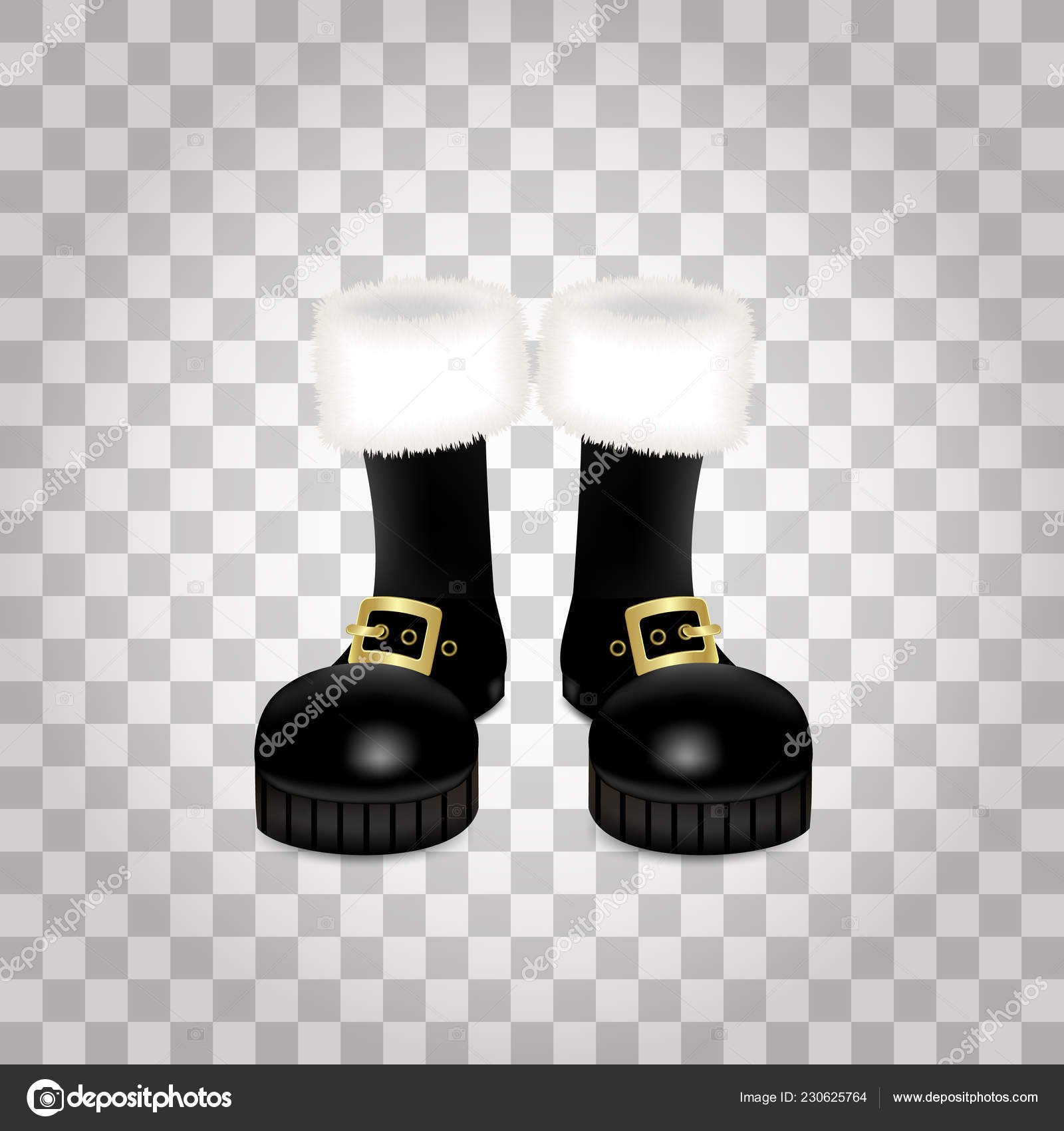 Front Side Pair Santa Claus Christmas Black High Boots