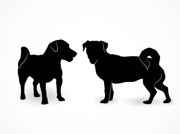 Silhouet Van Kleine Staande Hond Jack Russell Terrier Een Weergave — Stockvector