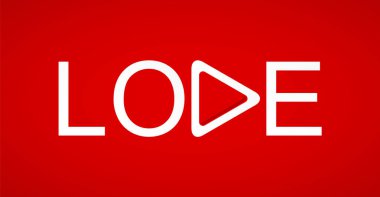 Oynat düğmesini parlak kırmızı zemin üzerine beyaz yazıt sevgiyle.