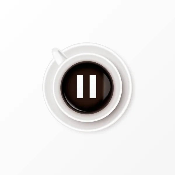 Символ паузи і чашки кави на білому тлі. Концепція перерви з кавою — стоковий вектор