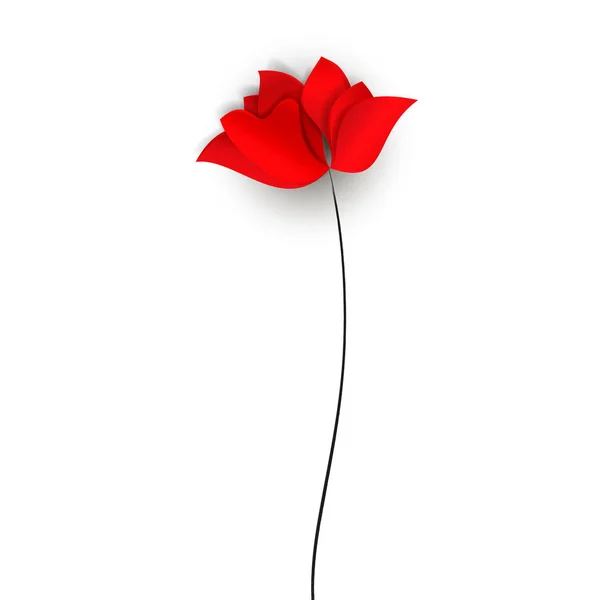 Fiore Astratto Rosso Papavero Tulipano Rosa Primavera Carta Brillante Taglio — Vettoriale Stock