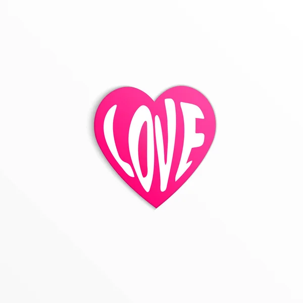 Ícone Coração Vermelho Rosa Com Palavra Amor Dentro Isolado Fundo — Vetor de Stock