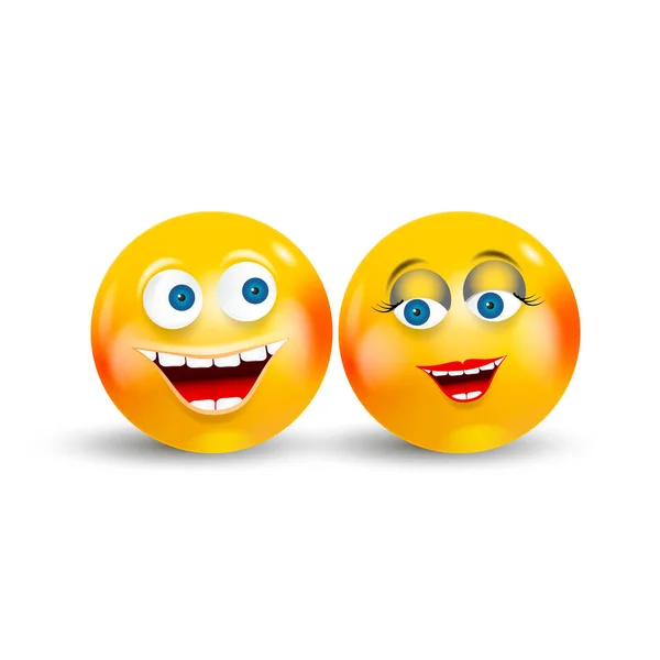 Šťastný pár Emoji Kawaii čelí v rádi komunikace Chat prvky nebo ikonu. — Stockový vektor