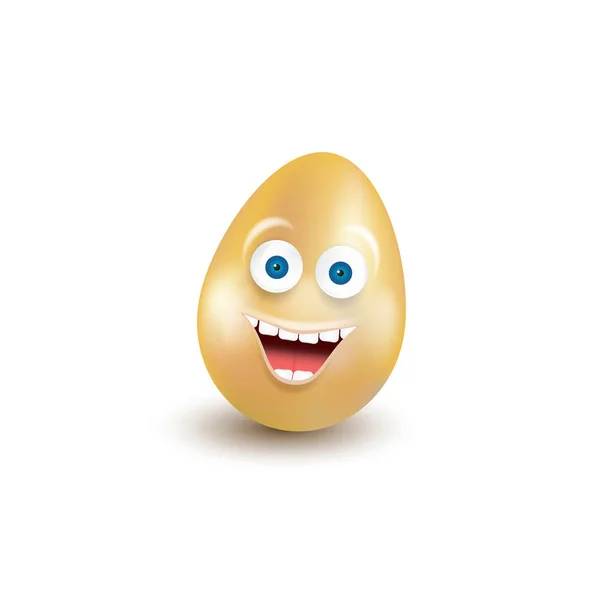 Rosto feliz Emoji Kawaii em forma de ovo de Páscoa isolado no fundo branco. Comunicação Bate-papo Elementos ou ícone . —  Vetores de Stock