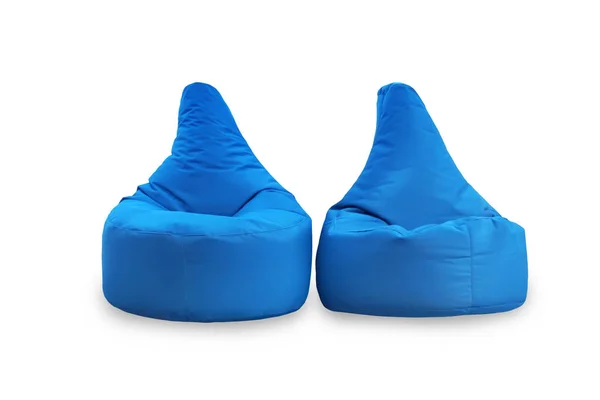 Front kilátás két lágy kék nagy beanbags székek elszigetelt fehér alapon. Tervezési objektumok — Stock Fotó