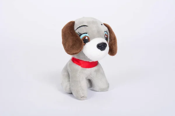 Яка Іграшкова Собака Коричневими Вухами Білому Тлі — стокове фото