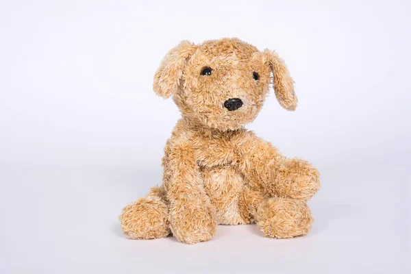 Мягкая Игрушечная Собака Светлом Фоне — стоковое фото