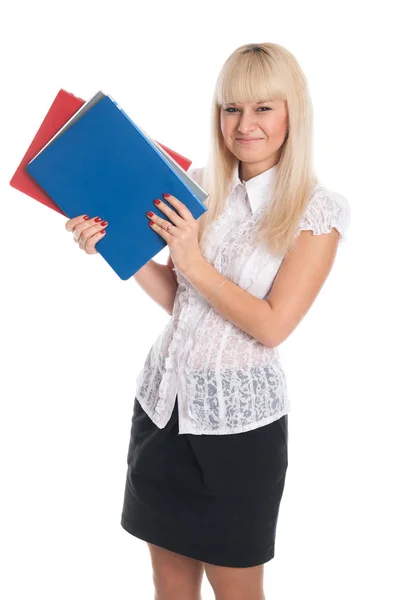 Young woman with business folders. — Stock Photo, Image