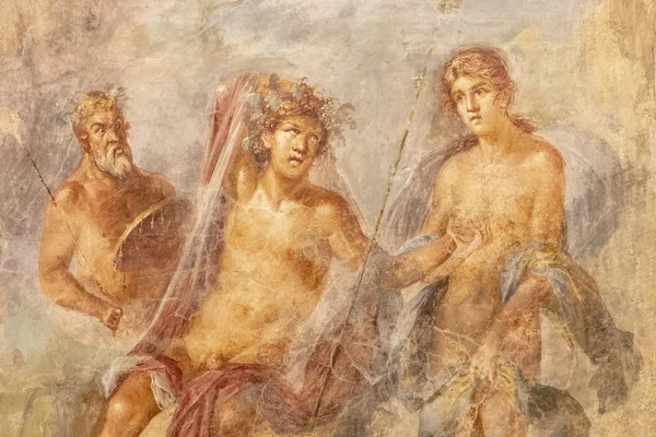 Fali Freskó Házban Pompei Nápoly Arany Karkötő — Stock Fotó