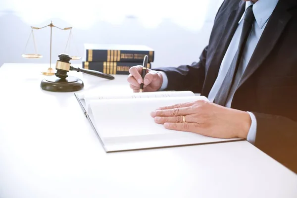 Legal Counsel Presents Client Signed Contract Gavel Legal Law Justice — Stock Photo, Image