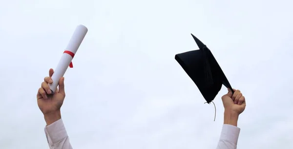 Student Congratulations Graduates Wearing Graduation Gown University — Stock Photo, Image