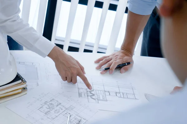 Colleagues Interior Designer Corporate Achievement Planning Design Blueprint Teamwork Concept — Stock Photo, Image