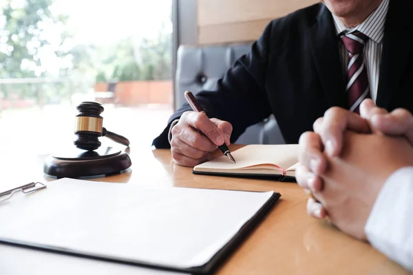 Legal Counsel Presents Client Signed Contract Gavel Legal Law Justice — Stock Photo, Image