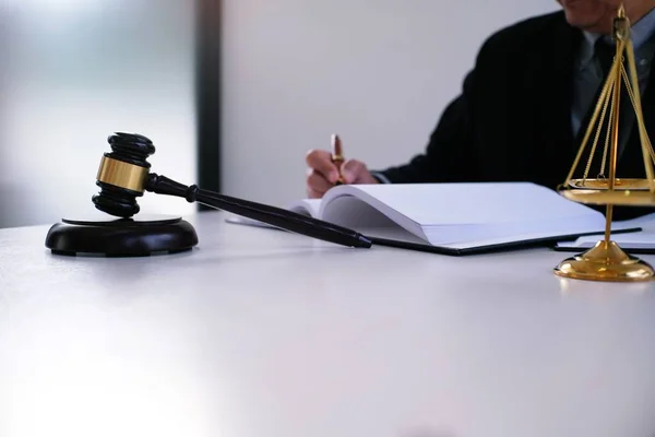 Legal Counsel Presents Client Signed Contract Gavel Legal Law Justice — Stock Photo, Image