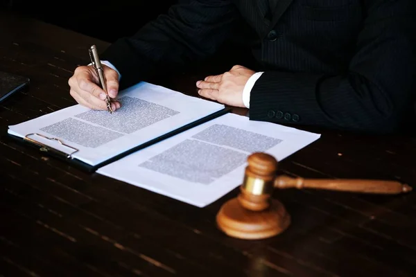 Legal Counsel Presents Client Signed Contract Gavel Legal Law Justice — Stock Photo, Image