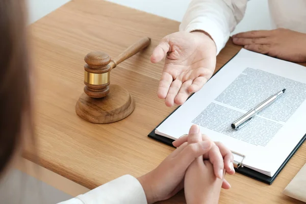 Legal Counsel Presents Client Signed Contract Gavel Legal Law Justice — Stock Photo, Image