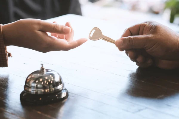 Woman Guest Reception Hotel Checking — Stock Photo, Image