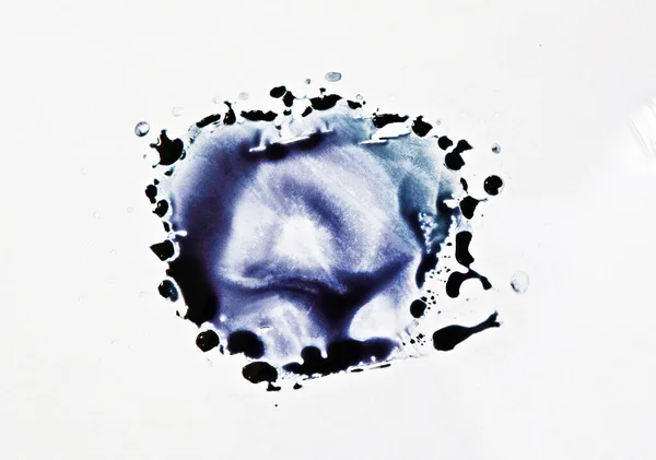 Streszczenie Tła Atramentu Farba Akwarelowa Spada Biały Papier Czarny Okrąg — Zdjęcie stockowe