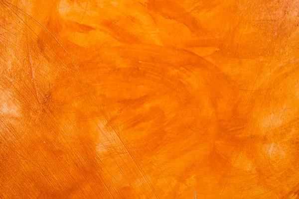 Parede Texturizada Escovado Fundo Pintado Cor Óleo Laranja Abstrato — Fotografia de Stock