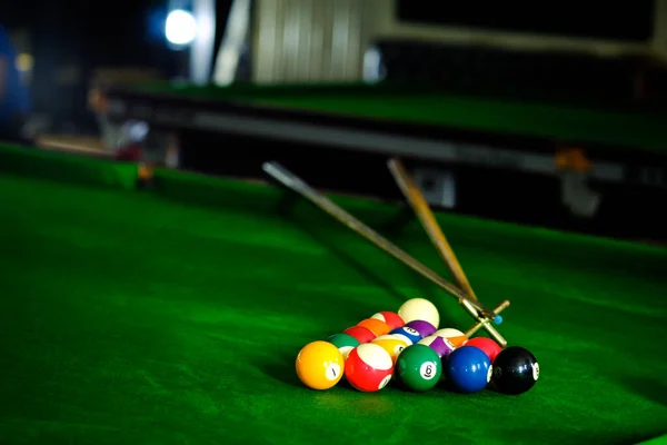 Bolas Bilhar Bolas Snooker Coloridas Friso Verde — Fotografia de Stock