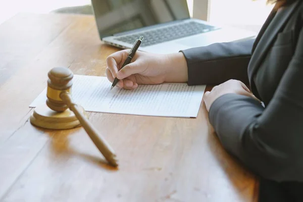 Legal Counsel Presents Client Signed Contract Gavel Legal Law Justice — Stock Photo, Image