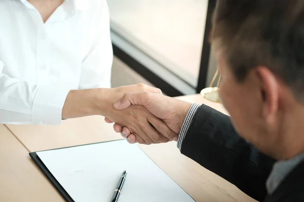 Poignée Main Avocat Avec Client Réunion Partenariat Affaires Concept Réussi — Photo