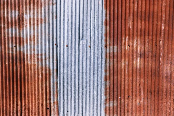 Velho Enferrujado Galvanizado Wheathered Ferrugem Aço Riscado Textura Ferro Ondulado — Fotografia de Stock