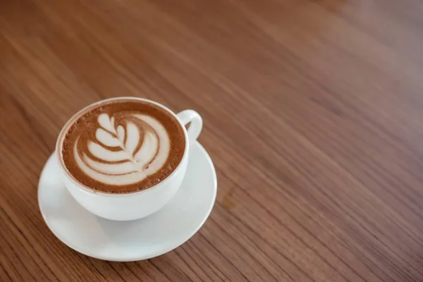 Tazza Caffè Sul Tavolo Della Cucina Vista Dall Alto Con — Foto Stock