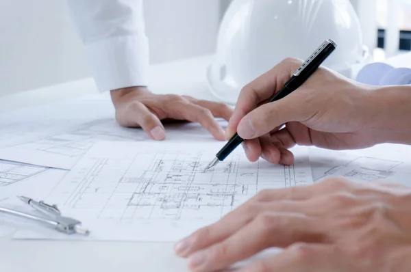 Colleagues Interior Designer Corporate Achievement Planning Design Blueprint Teamwork Concept — Stock Photo, Image