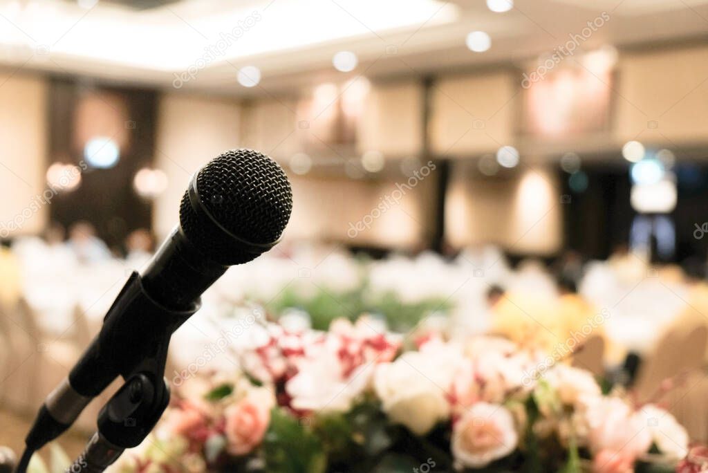 Microphone in meeting room for a conference or seminar room