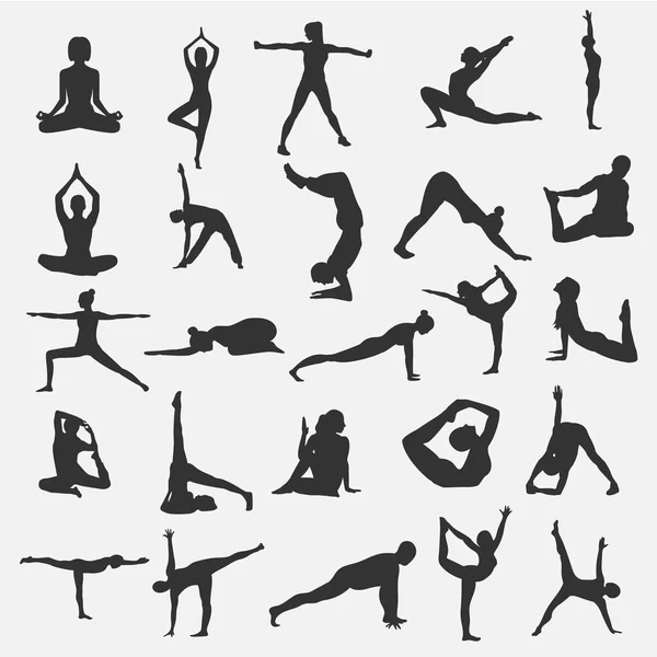Silhouette di yoga bella — Vettoriale Stock