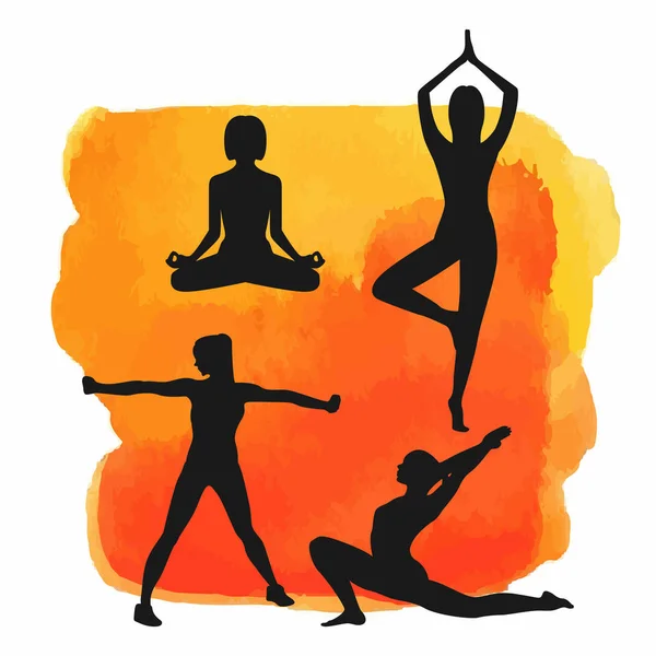 Silhouette de yoga belle — Image vectorielle