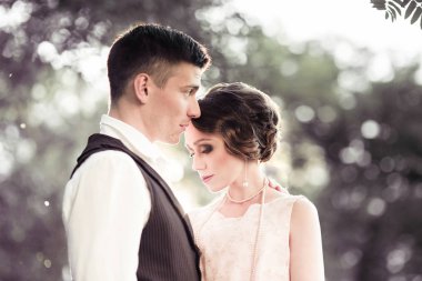 bir kız ve bir genç aşıklar kostümleri 30'larında, vintage fotoğraf birkaç dostum