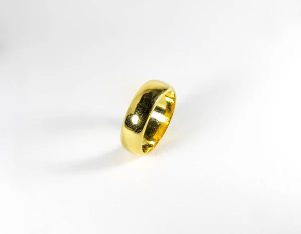 Golden Ring Wedding White Background — Stock Photo, Image