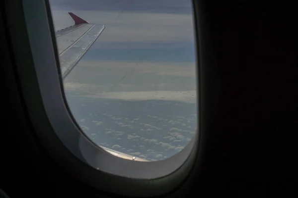 Okno Samolotu Zewnątrz — Zdjęcie stockowe