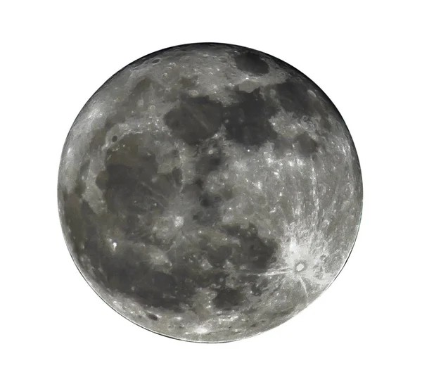 Pleine Lune Isolée Sur Fond Blanc Chemins Coupe — Photo